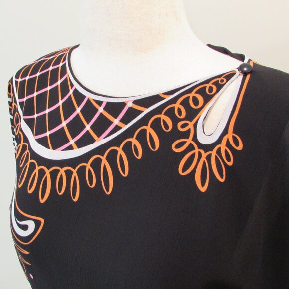 Bob Mackie Wearable Art Lined Abstract Floral Blouse Small - Picture 6 of 16